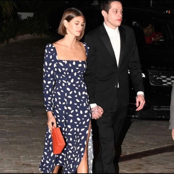 New! Reformation Sigmund Dress Splatter Print Navy Blue and White Size 2 - Picture 4 of 13